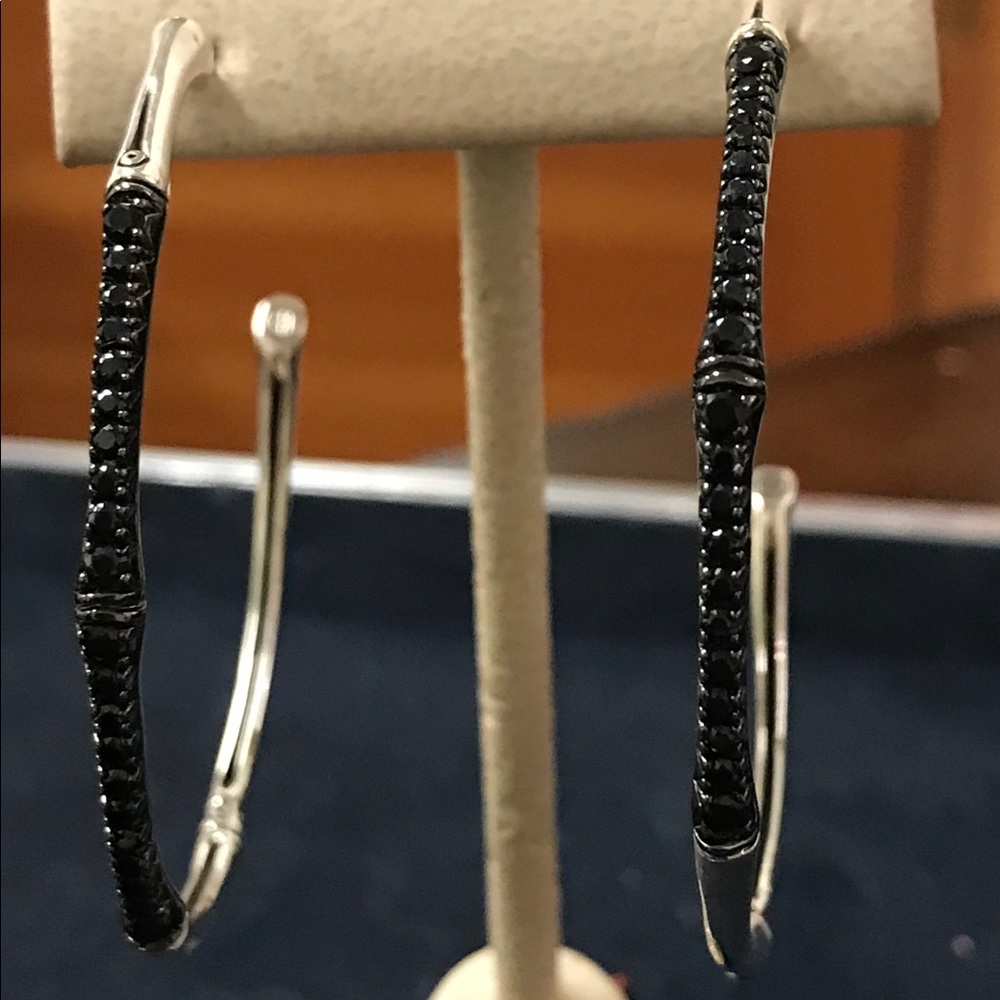 John Hardy Black Sapphire Hoop Earrings